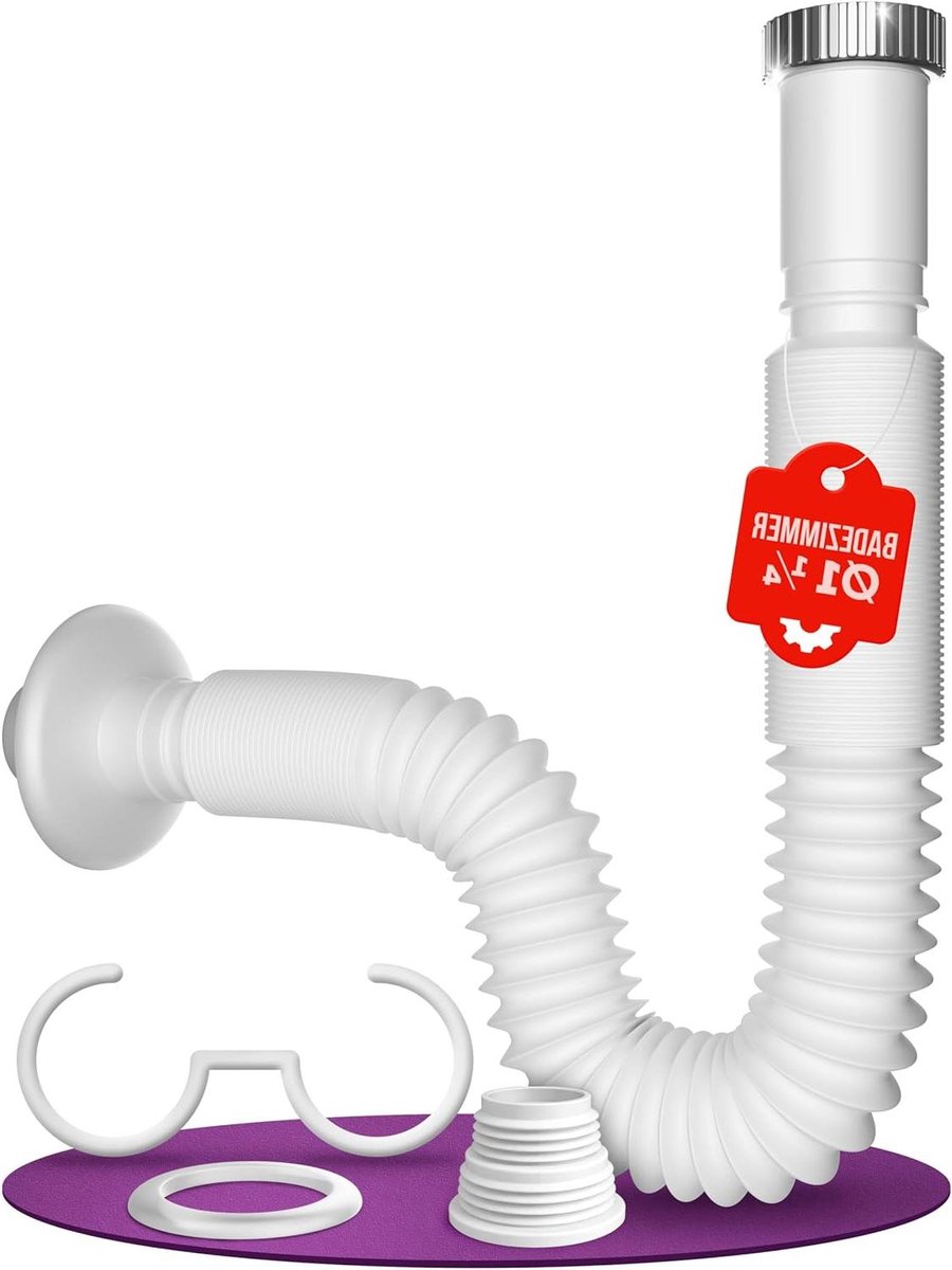 Flexibele Sifon - Wastafel Afvoer - Badkamer Installatie - Uittrekbaar & Stabiel - 32-50 mm - Wit