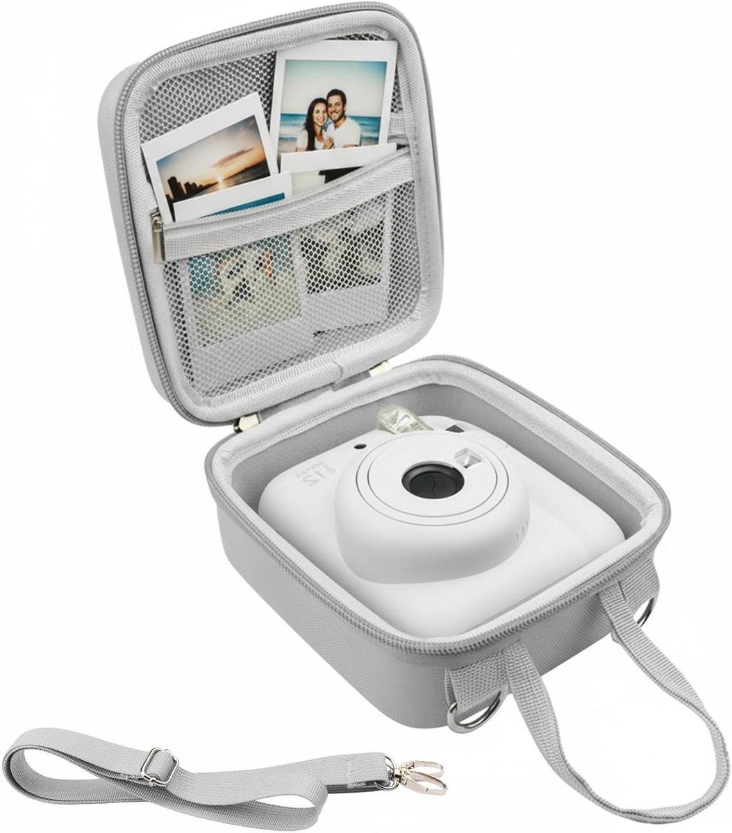 Duurzame en Schokbestendige Bescherming voor Fujifilm INSTAX Mini 12 en Mini 11 Camera's, Grijs, Hard Case voor Fotografie en Reizen