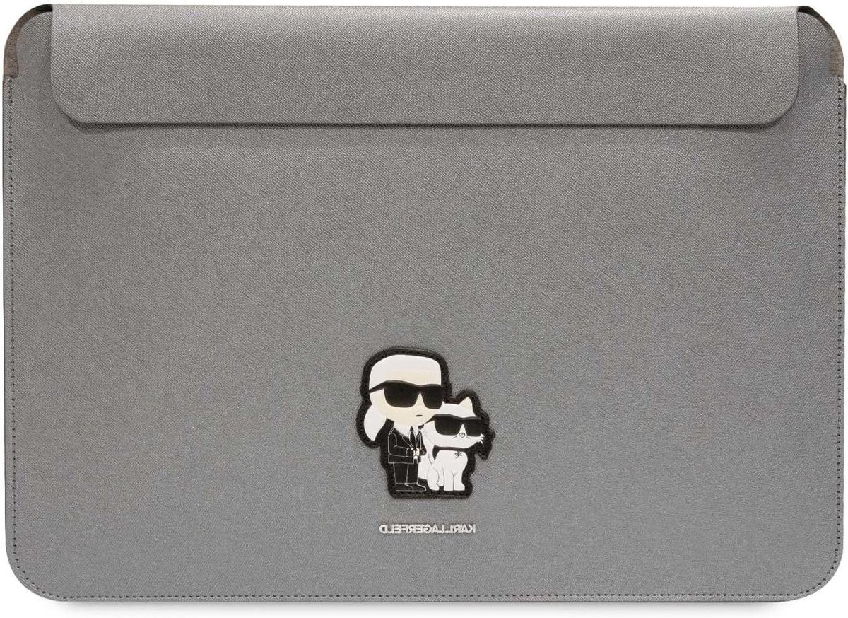 Laptop Sleeve - Beschermhoes Notebook - Veilig Transport - Saffiano Structuur - 14 inch - Zilver