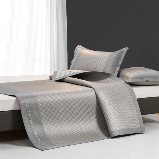 Koelmat Bed - Bamboe Rotan - Koel Slapen - Dubbelzijdig Ontwerp - 200x200cm - Grijs — afbeelding 4