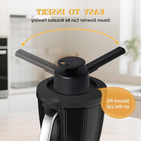 Stoomverdeler voor keukenmachines, hittebestendig opzetstuk met 360° stoomomleiding, ideaal voor koken en stomen met overloopbeveiliging — afbeelding 4