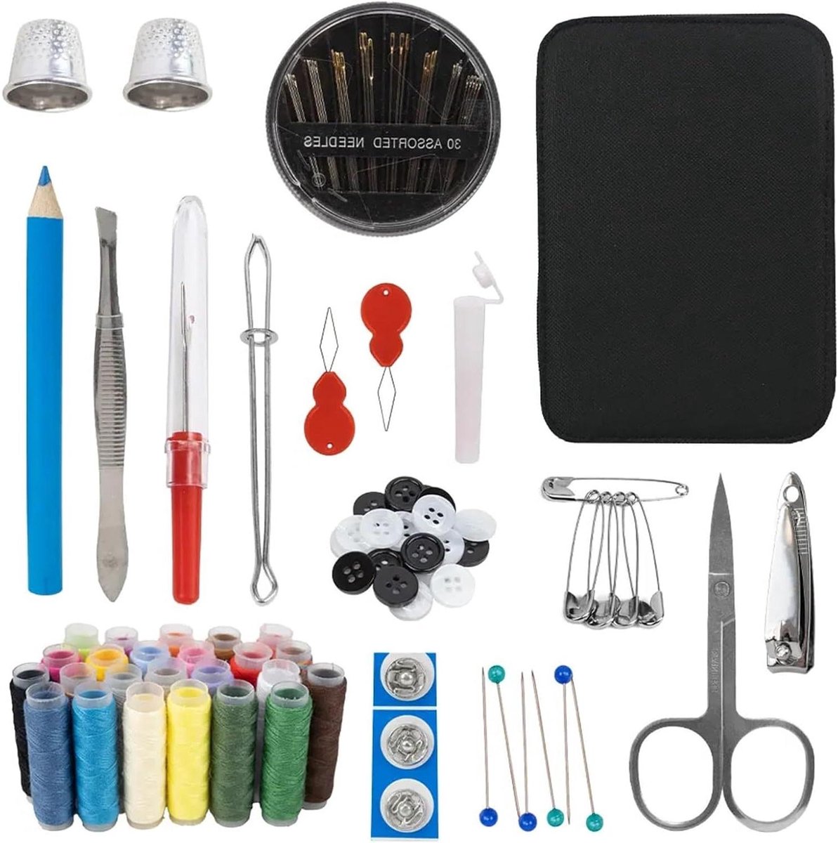 Reis Naaiset - Naaiset Kit - Kleding Repareren - Compact en Draagbaar - 1 Set - Zwart