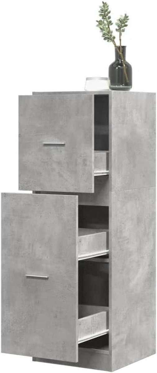 Apothekerskast Opbergkast - Zijkast Ladekast - Spullen Opbergen - Stabiel Bewerkt Hout - 40 x 41 x 118 cm - Betongrijs