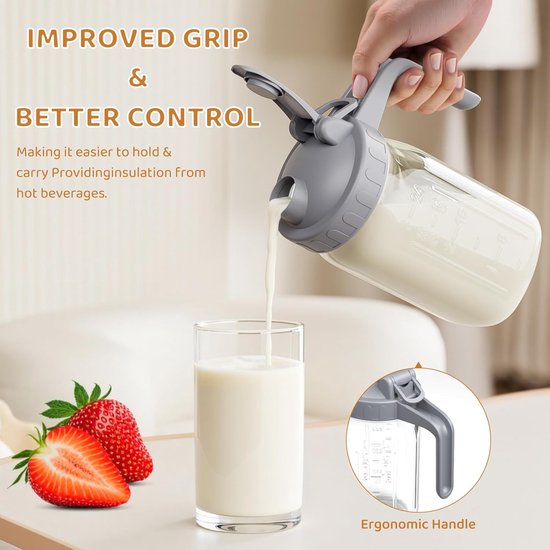 KZQ Set van 2 glazen moedermelkpotjes (grijs), met deksel, inhoud 950 ml, lekvrij en druppelvrij, geschikt voor bewaring in de koelkast. van KZQ — afbeelding 3