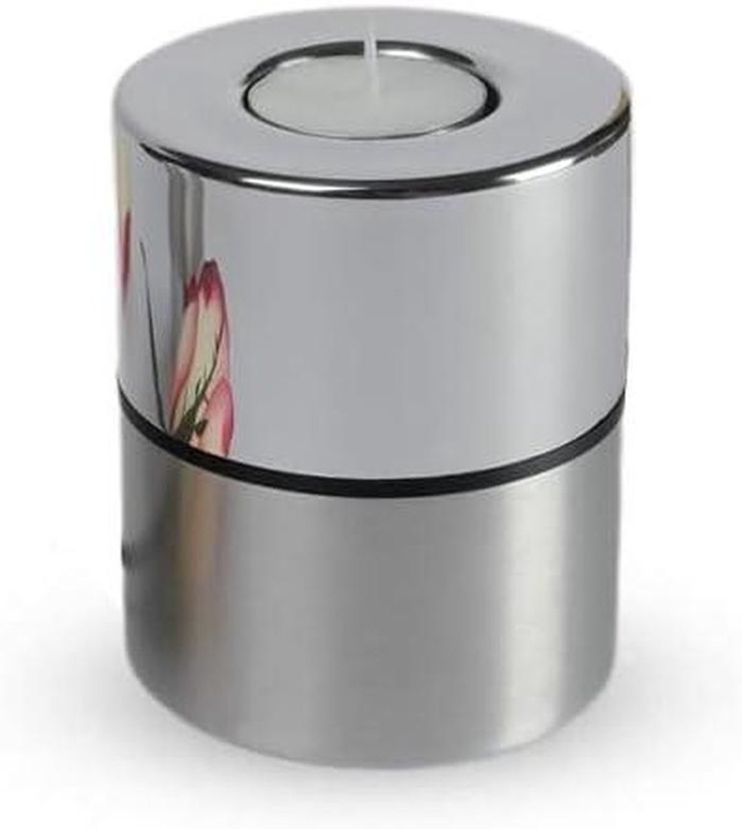 Kaarshouder Mini Urn - Waxinelichthouder Duo - Herdenking Thuis - Voor Deel As - H 9.5 cm - Metaal