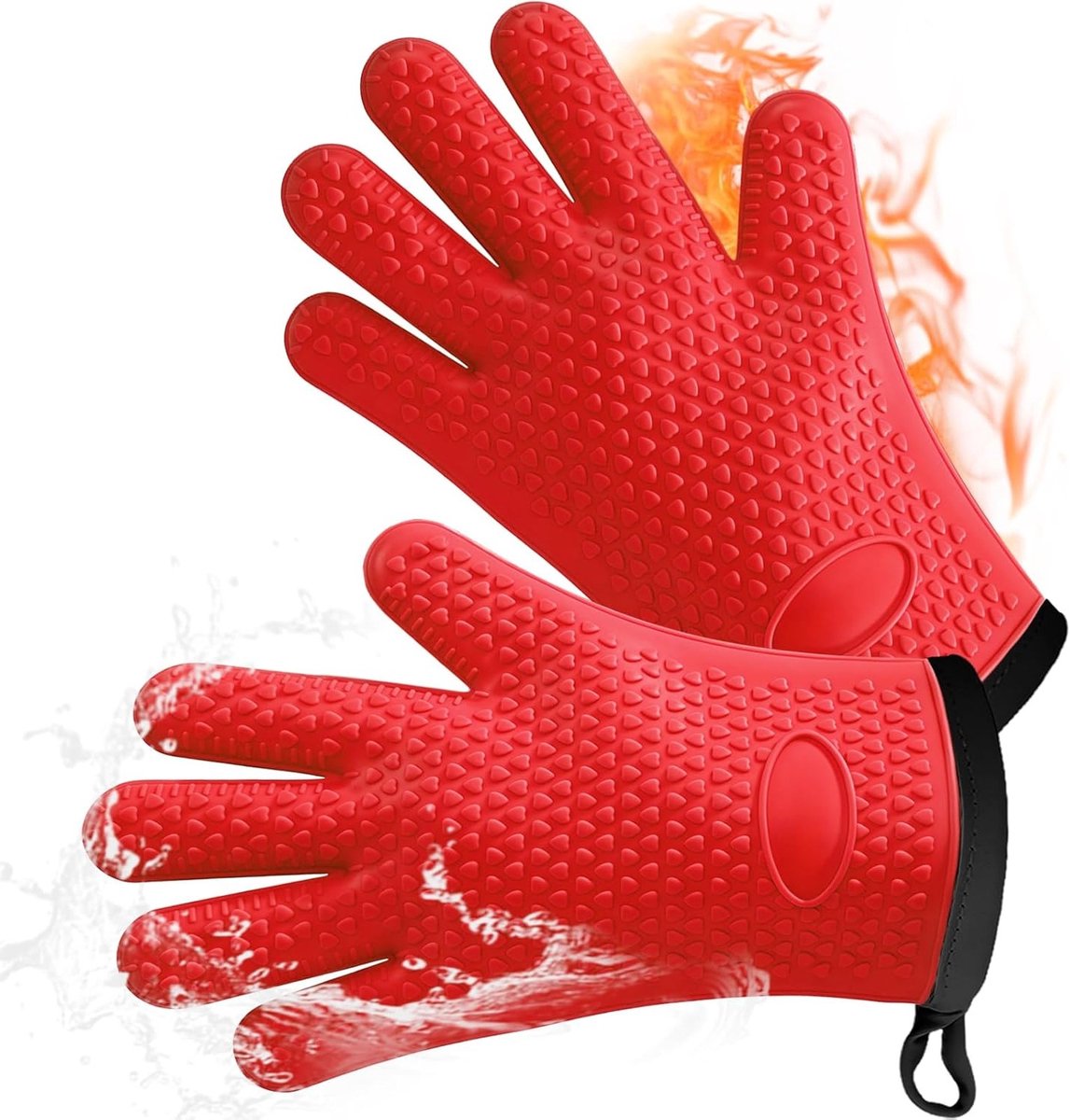 Set van 2 Ovenwantjes, Siliconen Ovenhandschoenen, Warmtebestendig met Zachte Katoenen Voe