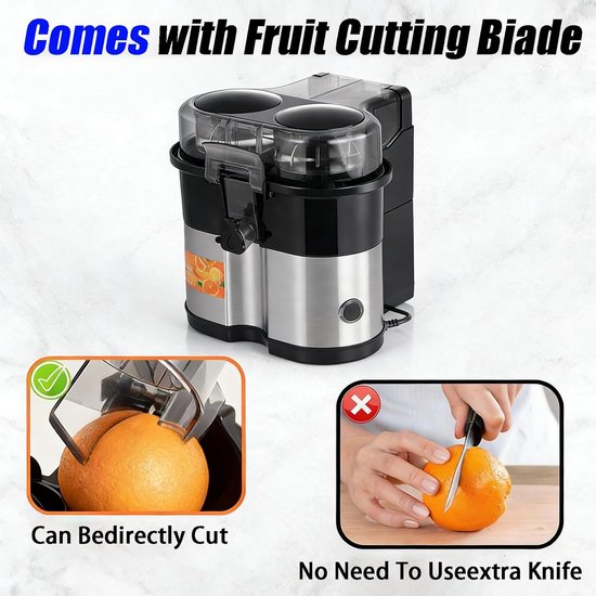 Elektrische Citruspers - Automatische Sapcentrifuge - Vers Sap Maken - Ingebouwde Fruitsnijder - 100W - Zilver — afbeelding 3