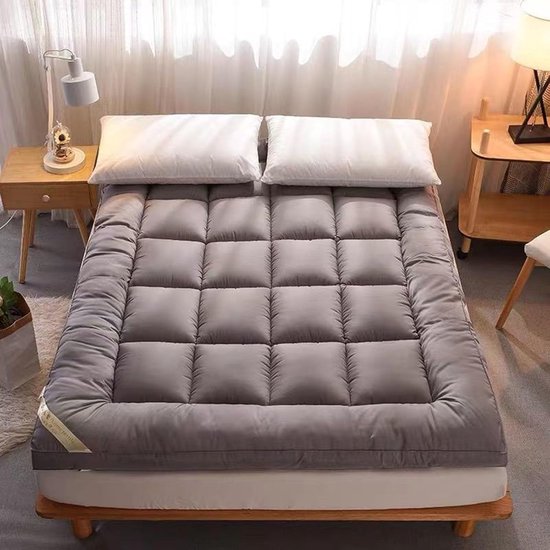 Japanse Futonmatras - Vloermatras Oprolbaar - Comfortabel Slapen - Drielaagse Structuur - 90 x 200 cm - Grijs — afbeelding 3