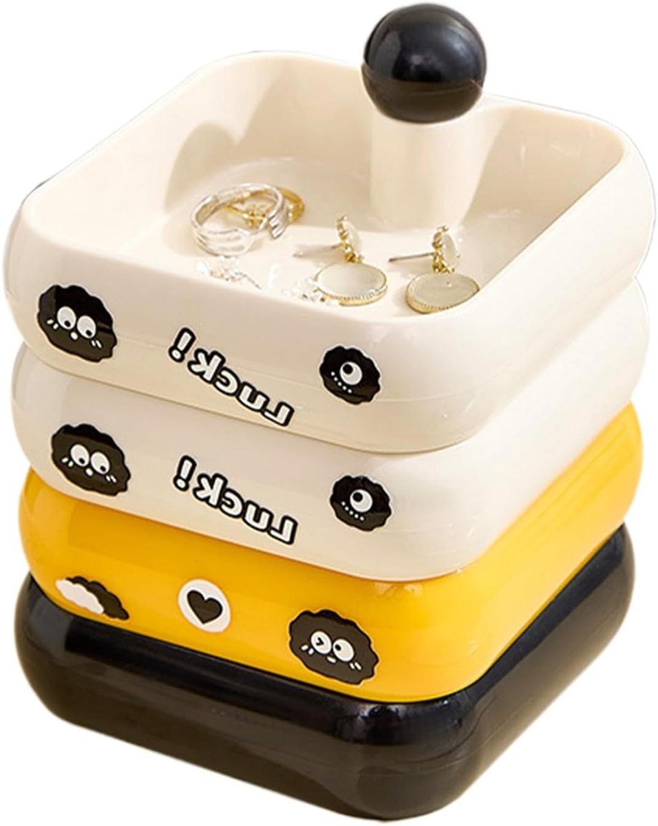 Sieraden Opberger - Juwelen Doos - Sieraden Organiseren - 360 Graden Rotatie - 14.3D x 11.5W x 14.3H cm - Wit