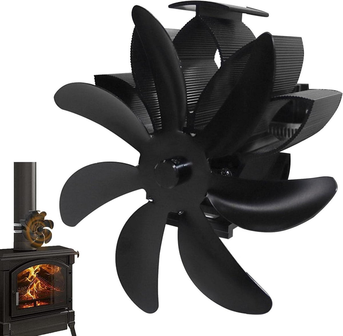 Houtkachel Ventilator - Kachel Ventilator - Warmte Verdelen - Niet Elektrisch - Niet gespecificeerd - Zwart