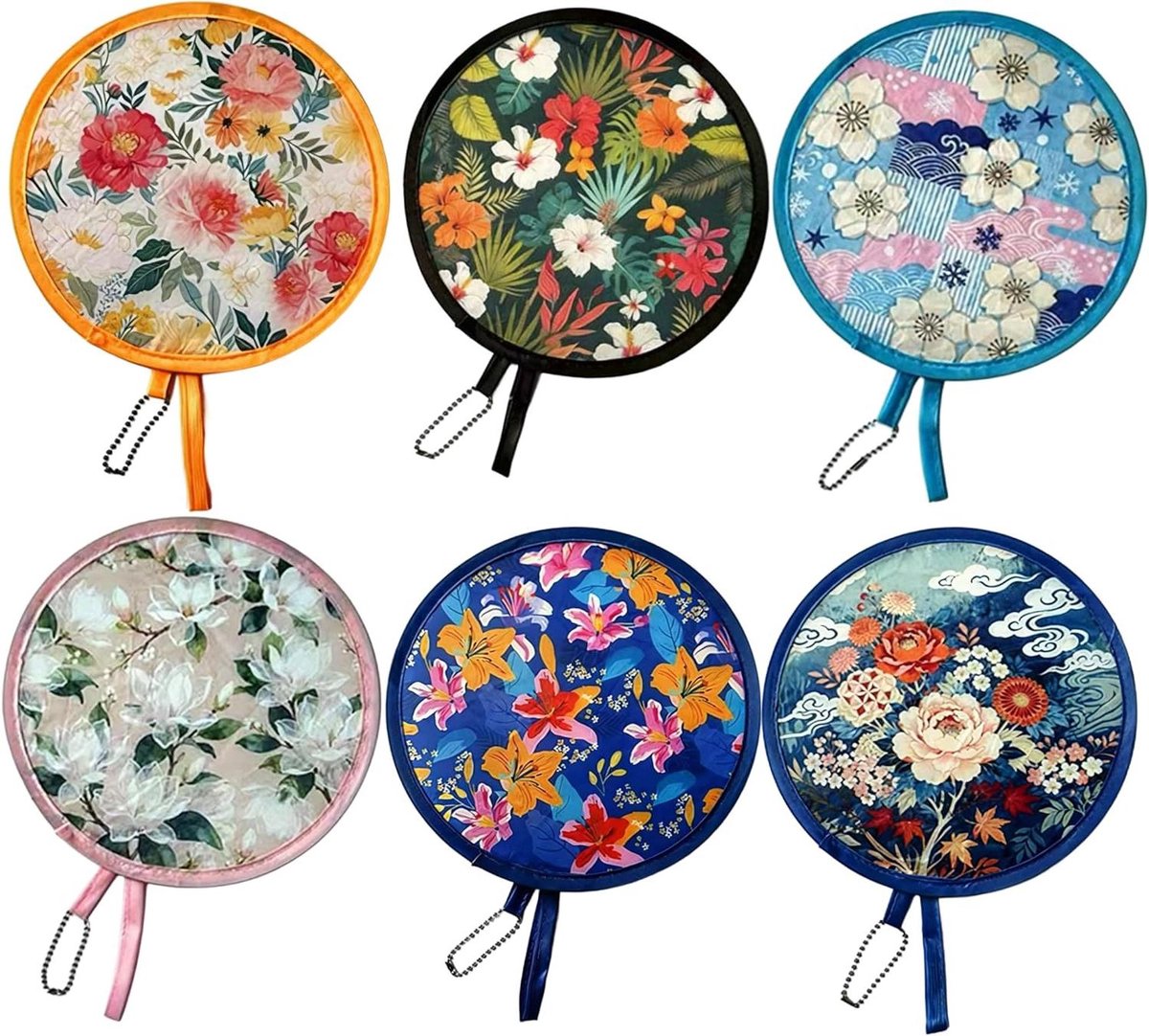 Opvouwbare Handventilator - Mini Ventilator Stoffen Ventilator - Koelte Bieden - Japanse Olieverfprints - 6 stuks - Diverse Kleuren