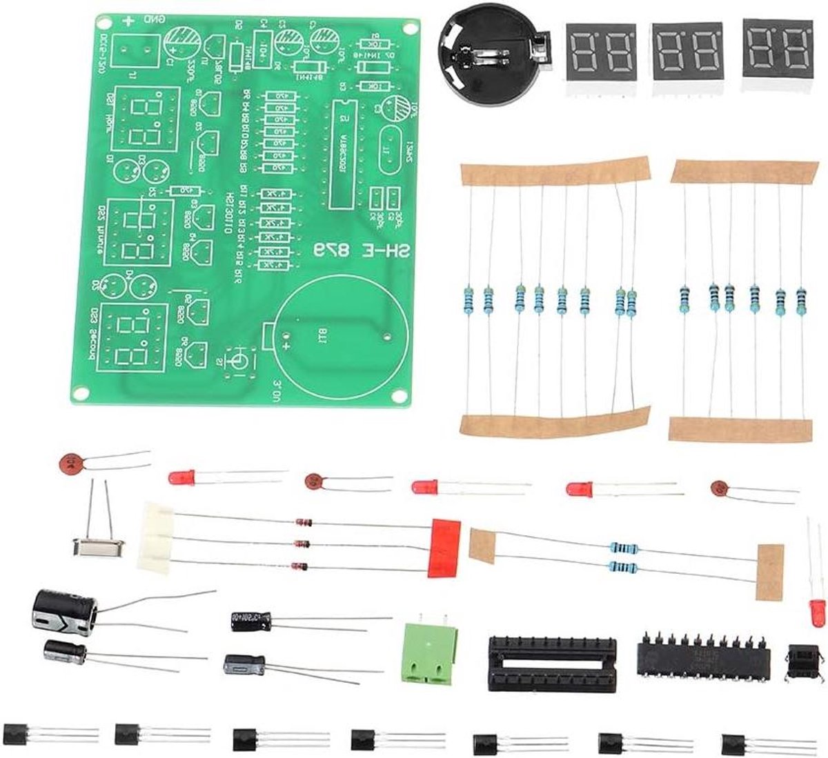 Digitale Klok Kit - Elektronische Klok - Elektronica Leren - Zes Cijfers Weergave - DC 9V - Zwart