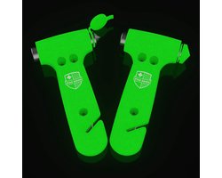 Noodhamer - Autohamer Reddingshamer - Veiligheid in Auto - 5-in-1 Functie - 2 stuks - Glow in the dark