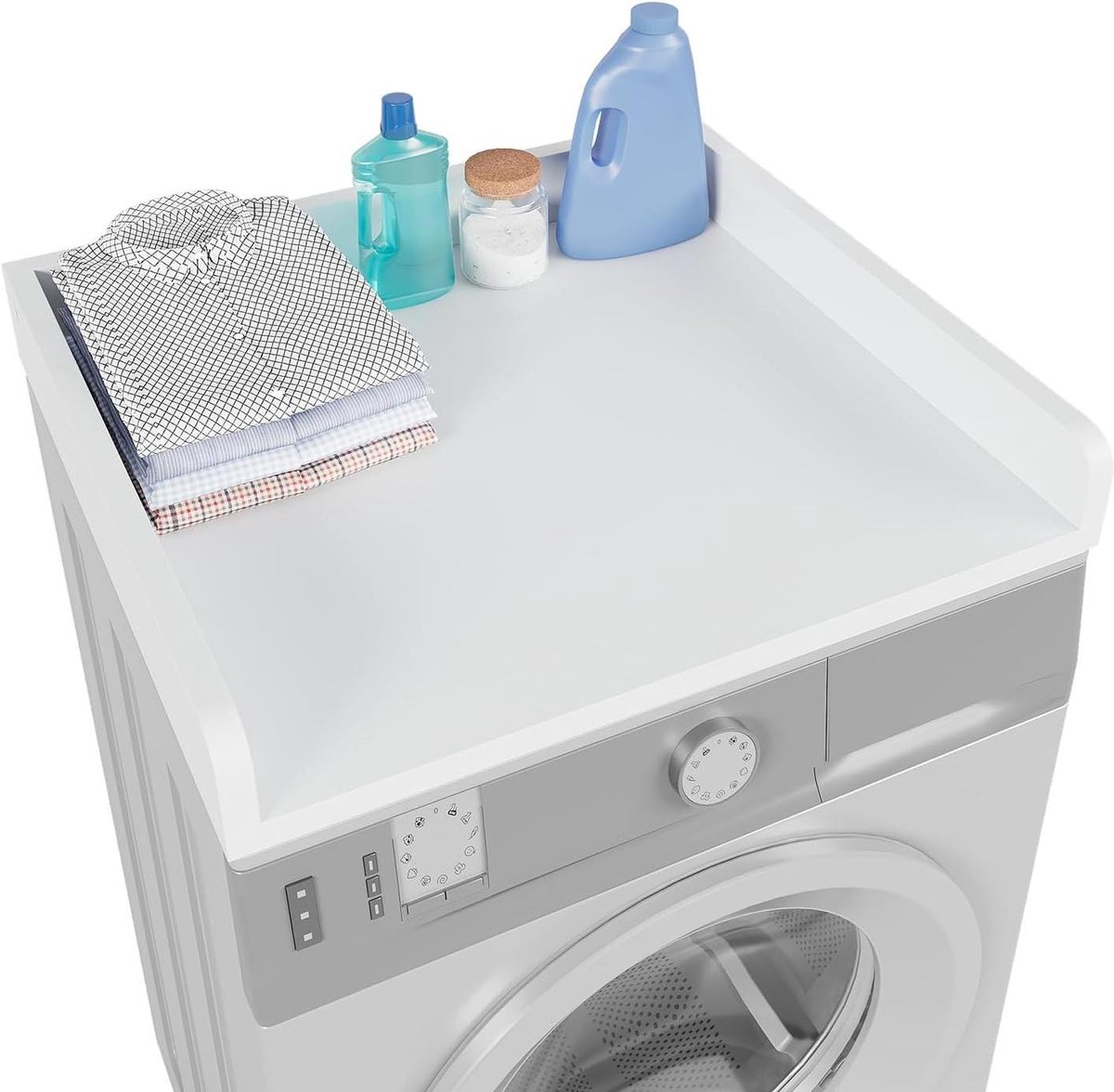 Wasmachine Droger Werkblad - Wasrek Plank - Wassen Organiseren - Antislip Valbestendig - 60 x 60 cm - Wit