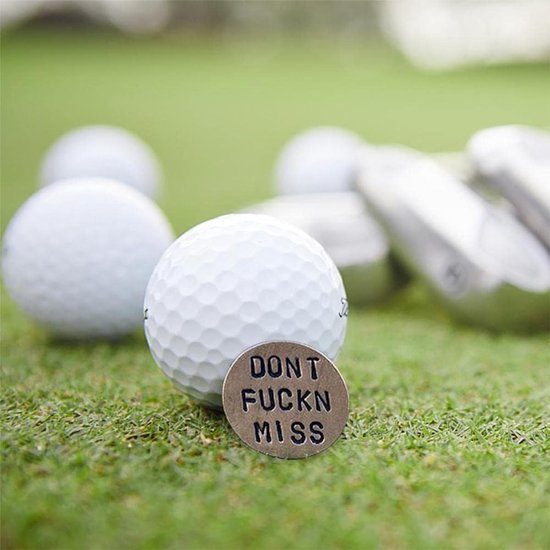 Golfbal Markers - Golf Accessoires - Golfspel Verbeteren - Grappige Teksten - 2.6 cm Diameter - Zilver — afbeelding 2