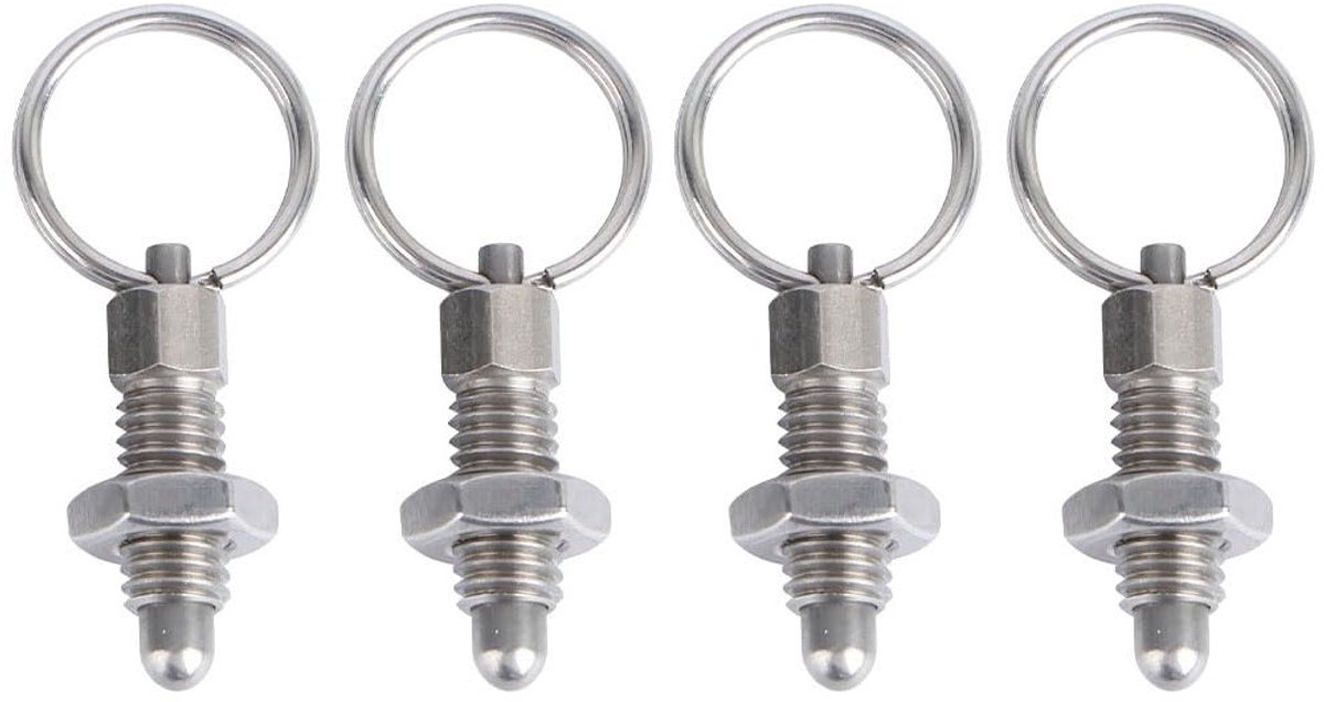 4 Stuks Pull Rings en Positionering Pins van RVS, Veiligheidsringen en Ratchet Bolts voor Precisie en Stabiliteit
