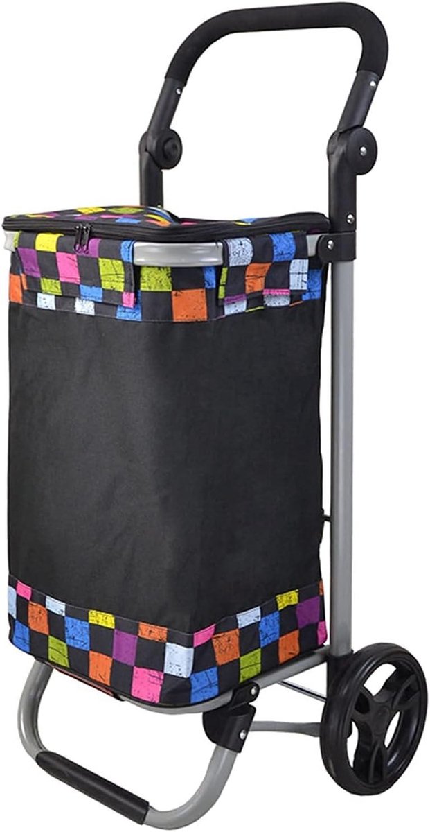 Opvouwbare steekwagen - Boodschappentrolley Handkar - Boodschappen vervoeren - Robuust metalen frame - 60 kg draagvermogen - Zwart