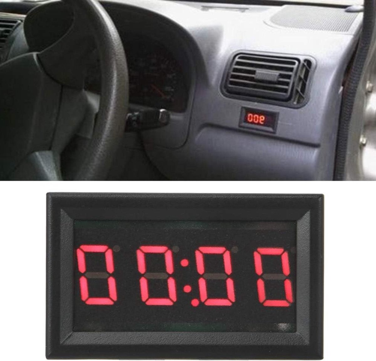 Digitale LED Horloge voor Auto, Vrachtwagen en Boot: DC 4.5-30V Dashboard Klok met Meerdere Kleuren Opties