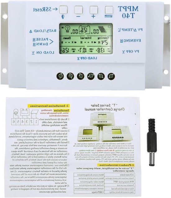 Solar Laadregelaar - MPPT Controller - Straatverlichting Laden - Automatisch LCD Display - 40A 12V 24V - Zwart