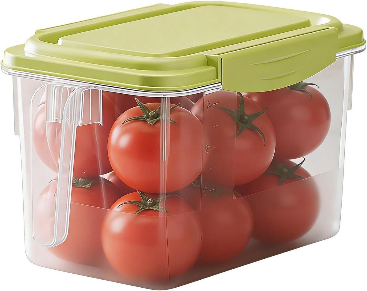 Koelkastbewaarcontainer - Voedselcontainer Glas - Levensmiddelen Bewaren - Zegel tegen Vocht - 29 x 18 x 17.5 cm - Groen