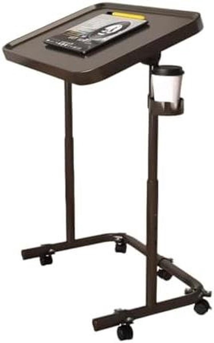 Verstelbare bijzettafel - Bedtafel laptopwagen - Comfortabel werken - Met 360 graden wielen - 48 x 35 cm - Wit