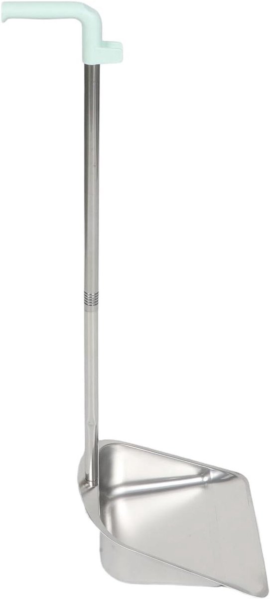 Vuilblik met Lange Steel - Stoffer en Blik - Comfortabel Schoonmaken - Roestvrij Staal - 80 cm - Zilver