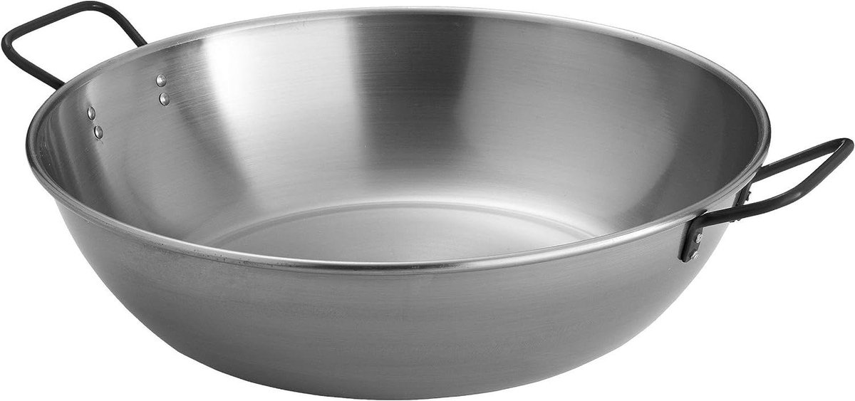 Stalen Wokpan - Wok Pan - Buiten Koken - Extra Groot - 60 cm - Zilver