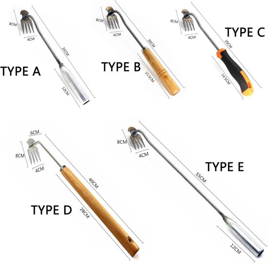 Onkruidwieder Set - Wiedegereedschap Tuin - Onkruid Verwijderen - 4 Scherpe Tanden - 35 cm - Zilver van Onkruidwieder — afbeelding 2