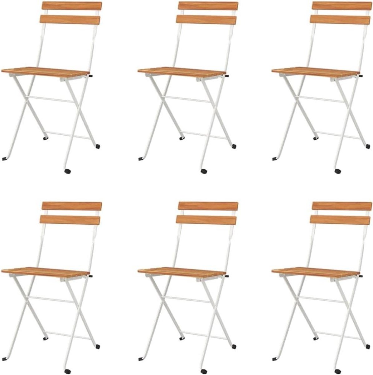 Inklapbare Bistrostoelen - Tuinstoelen Set - Buiten Zitten - Massief Hout Frame - 6 stuks - Wit