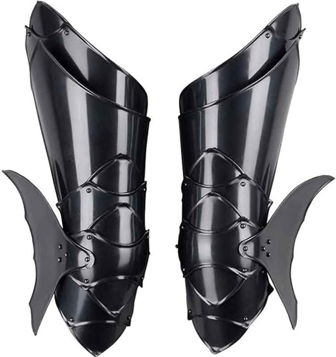 Beenbeschermers - Harnaspotten Beenpantser - Rollenspel Cosplay - 18 Gauge Staal - 214 inch lengte - Zwart