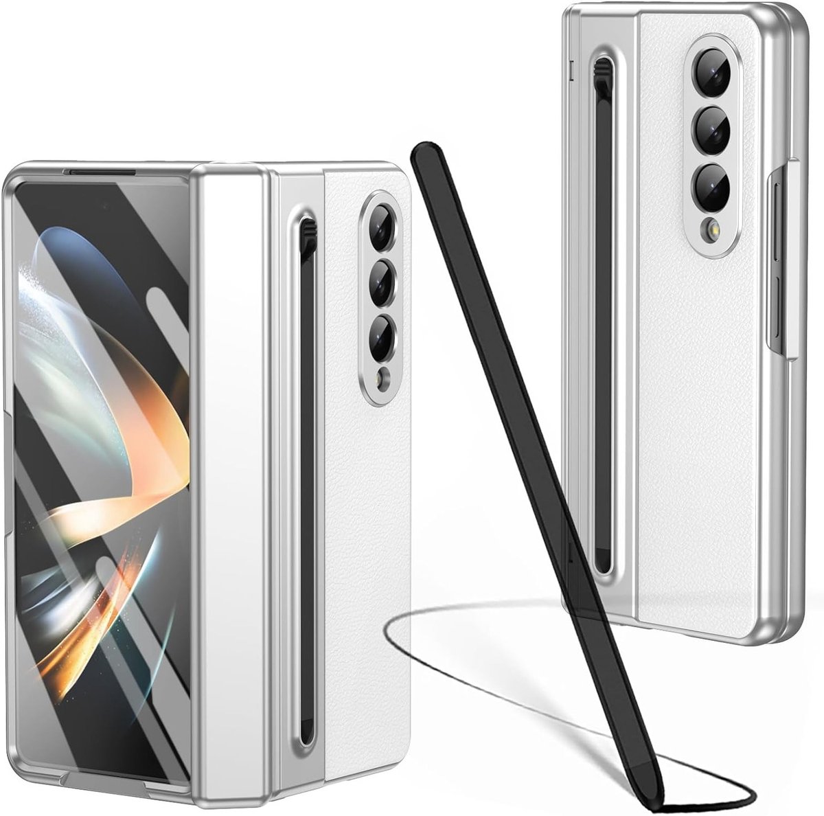 Dunne en Slanke Anti-Drop Beschermcase met Ingebouwd Schermbescherming voor Galaxy Z Fold3 met S Pen Vervanging - Wit, Perfecte Pasvorm en Duurzaam Ontwerp
