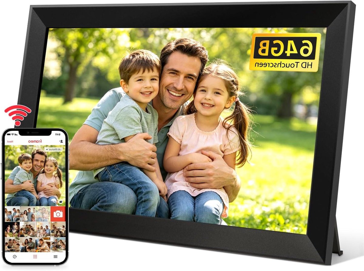 Digitale Fotolijst - Wifi Fotolijst Elektronisch - Foto's Delen - HD IPS Touchscreen - 101 Inch - Zwart