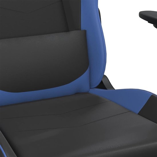 Gaming Stoel - Computerstoel TV Stoel - Comfortabel Gamen - Verstelbare Rugleuning Voetensteun - 1 stuk - Zwart Blauw — afbeelding 3