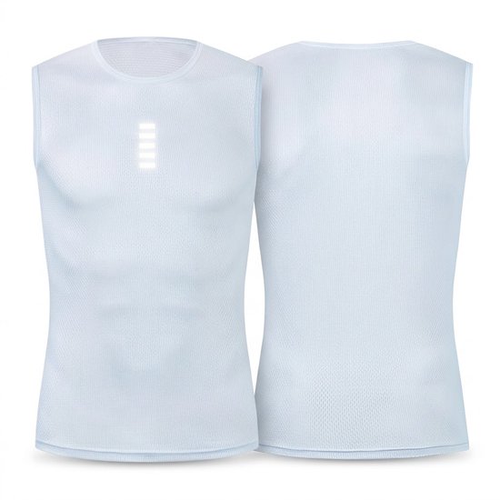 Ivoorwit wielren sport ondershirt heren mouwloos fietsshirt ademend sneldrogend hoge rekbaarheid ronde hals basislaag tanktop voor fietsen gym fitness training outdoor sport Size M