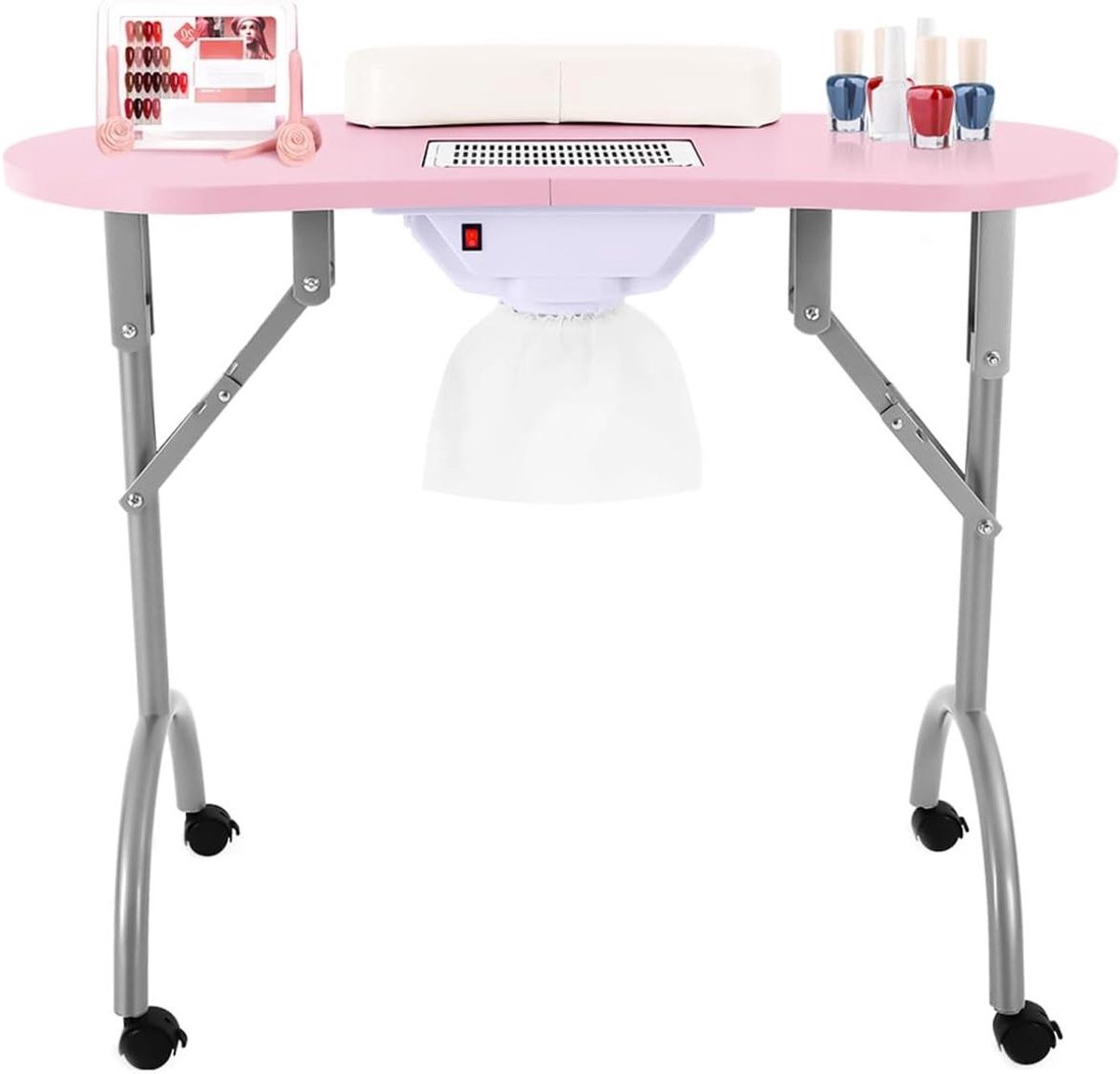 Manicure Tafel - Nageltafel Afzuiging - Nagels Verfraaien - Ingebouwde Afzuiging - 90 x 40 x 72.5 cm - Roze