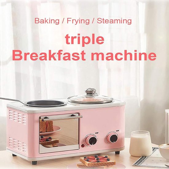 Ontbijtapparaat - Keukenmachine Alles-in-één - Compleet Ontbijt Maken - 4-in-1 Multifunctioneel - 8 Liter Oveninhoud - Roze — afbeelding 5