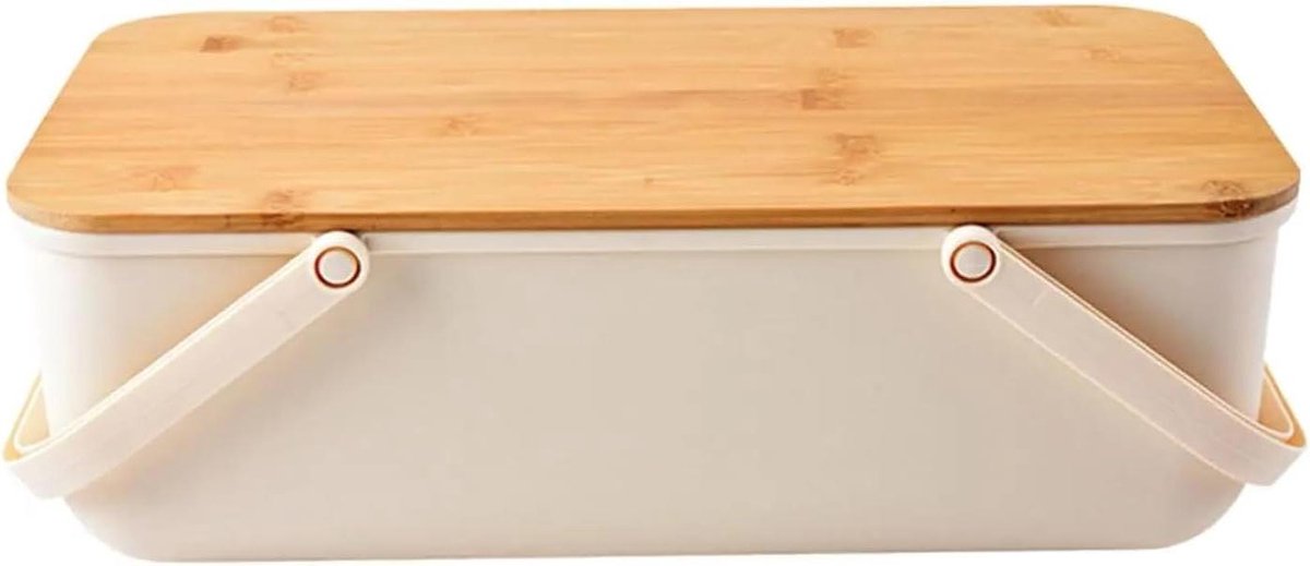 Broodtrommel - Brooddoos Bakkerij - Brood Vers Houden - Compact Ontwerp - 374cmx21cmx13cm - Wit