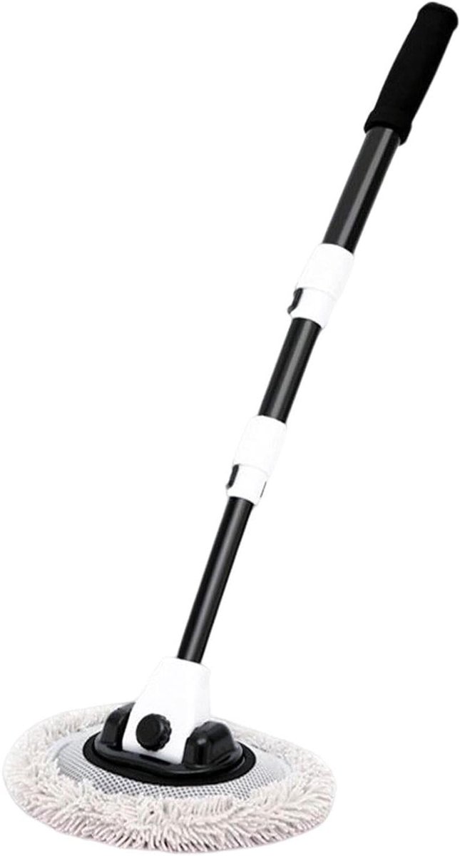 Autowasmop - Autowasborstel Vrachtwagenborstel - Auto Reinigen - Buigstang 15 Graden - 112 cm - Wit