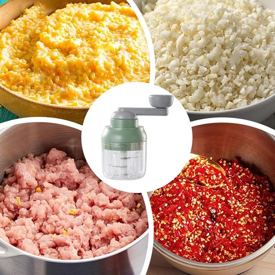 Handmatige Keukenmachine - Groentehakker Hakmolen - Snel Ingrediënten Snijden - Met De Hand Aangedreven - 13.5x12cm - Zilver — afbeelding 3