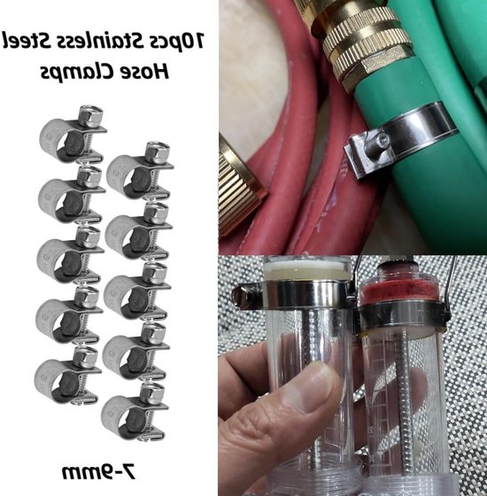 Set van 10 verstelbare slangklemmen van roestvrij staal, geschikt voor brandstofleidingen en sanitair, 6mm-20mm bereik — afbeelding 5