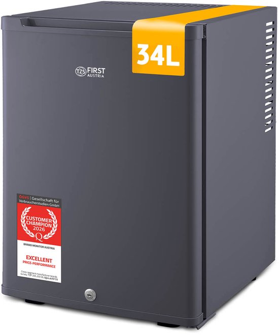 TZS First Austria Mini koelkast - Minibar - 40 liter - Vrijstaand - Volledig stil 22dB - Antraciet