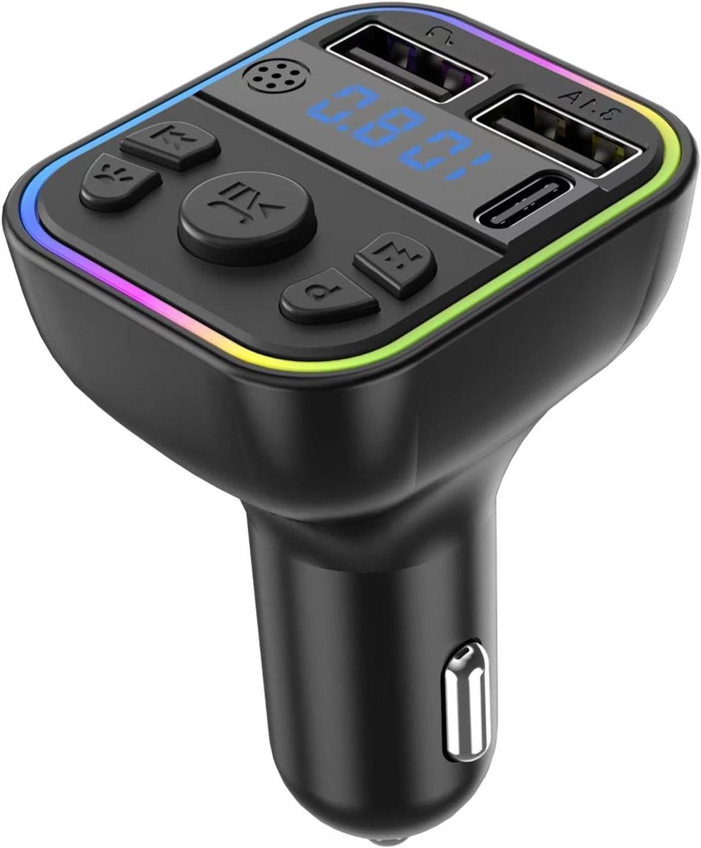 FM Transmitter Auto - Muziek Jack - Draadloos Muziek - Met Oplaadpoort - 8x5.5x5 cm - Zwart