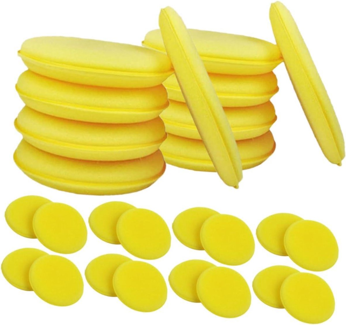Wax Spons Set - Poets Sponsjes - Auto Polijsten - Herbruikbaar Reinigen - 36 Stuks - Geel
