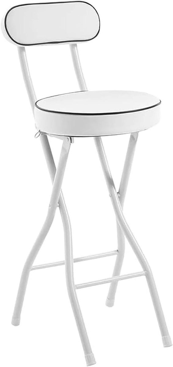 Opklapbare Barkruk - Hoge Kruk - Thuis Bar Gebruik - Gewatteerde Zitting - 66 cm Hoog - Wit