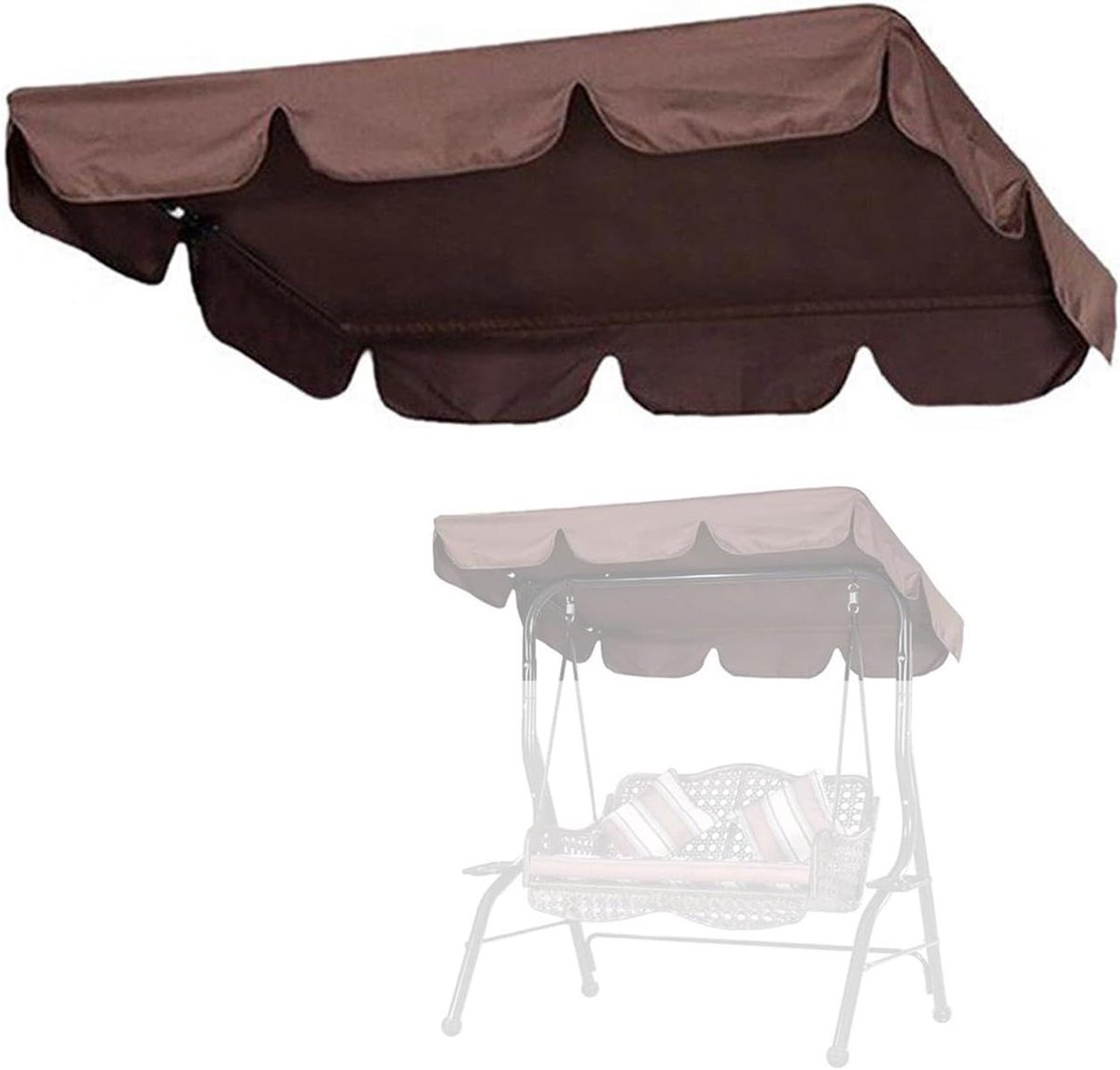 Vervangend dak voor schommelbank, 2/3-zits, zonnedak voor tuinschommel, waterdichte vervangende hoes, reserveovertrek(82x57in-210x145cm)