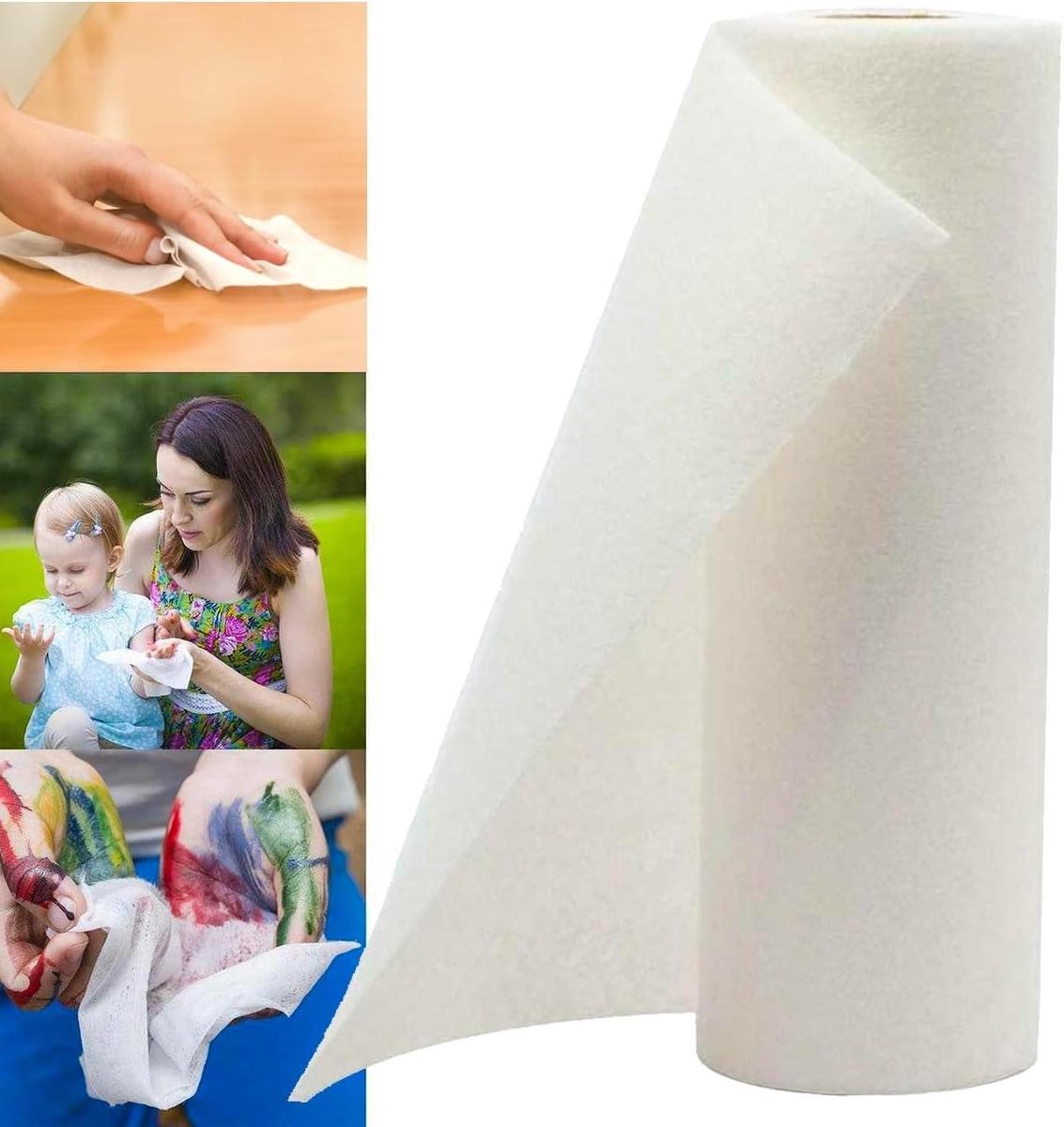 Herbruikbare Keukenrol - Wasbaar Papier - Keuken Schoonmaken - Tot 50 keer Wasbaar - 50 Vellen - Wit