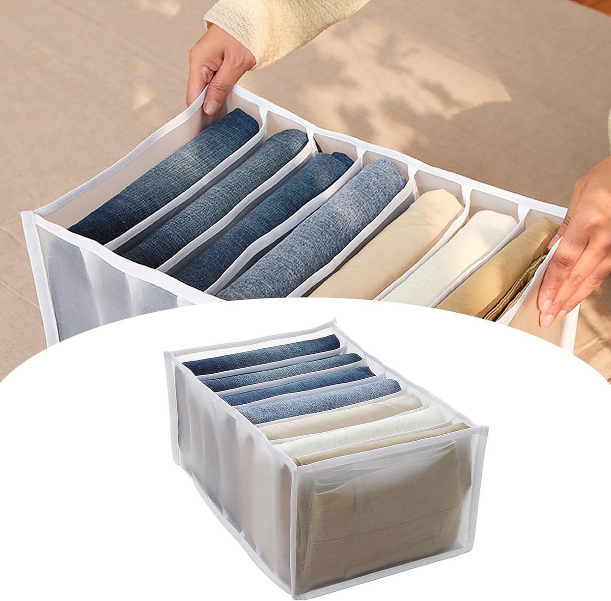 Kleding Organizer - Lade Organizers - Garderobe Ordenen - Opvouwbaar Mesh Nylon - 36x25x20 cm - Grijs