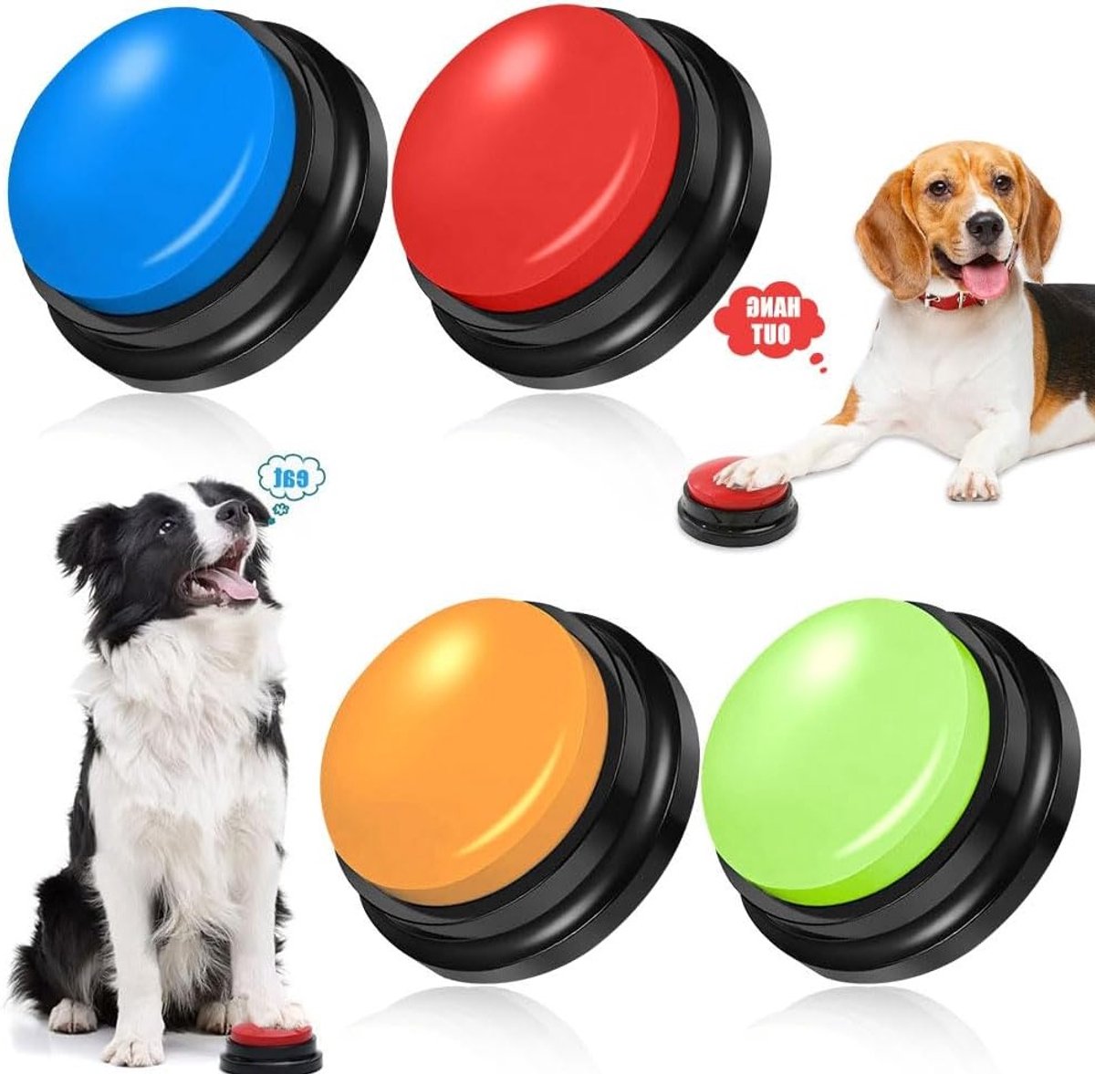 4 Opneembare Communicatieknoppen voor Honden - Spraakknop voor Huisdieren - 30 Sec Geluid