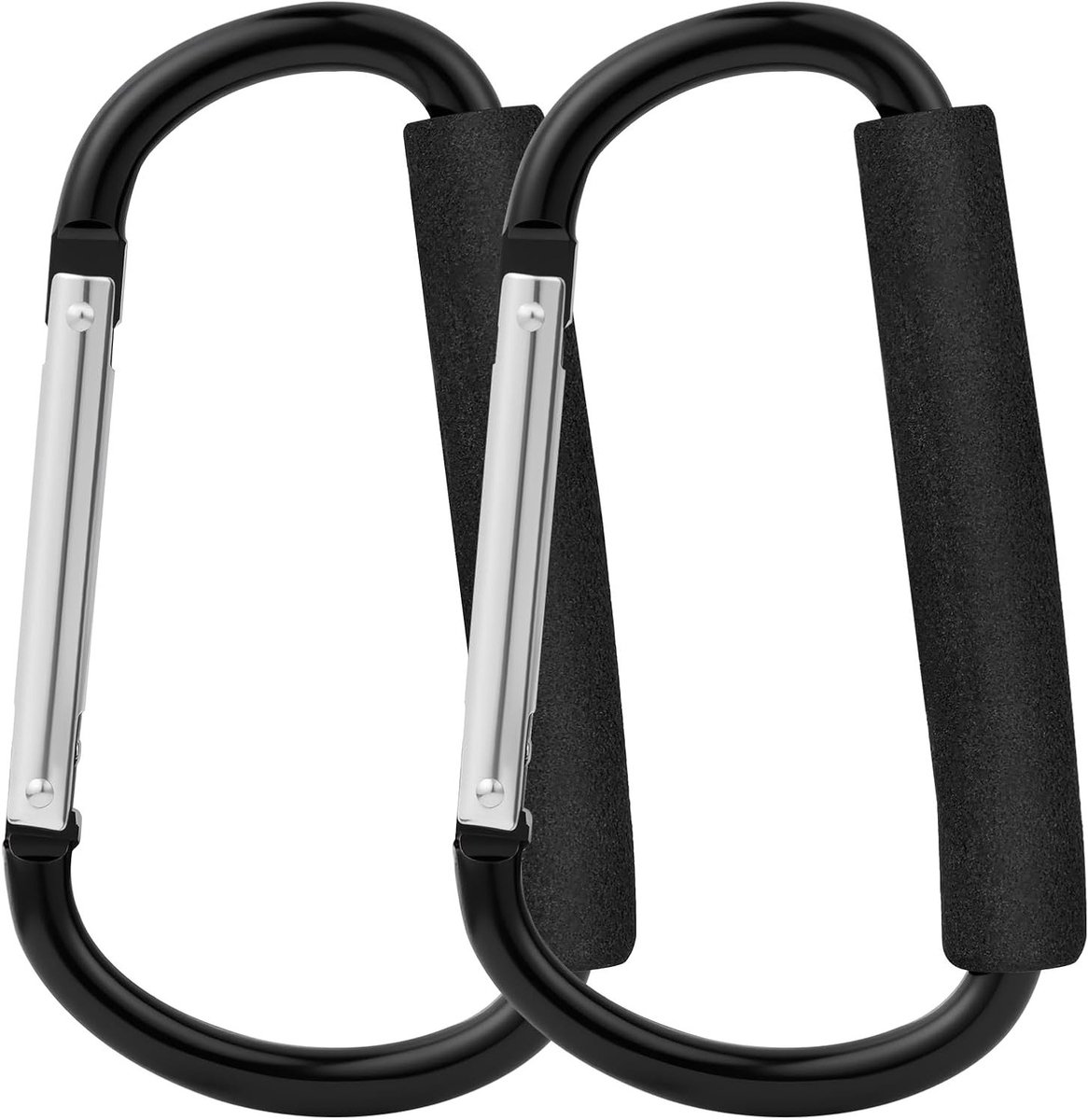 2 x Universele Kinderwagenhaken, Multifuntionele D-Ring voor Tassen, Rugzakken en Meer, Tot 40 kg Draagvermogen, Stevige Mummy Clip voor Gemakkelijk Transport