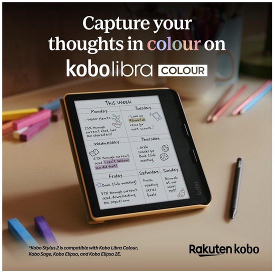 Kobo Stylus 2 Pen voor eReader - Zwart - Oplaadbaar - Markeerknop - Gum